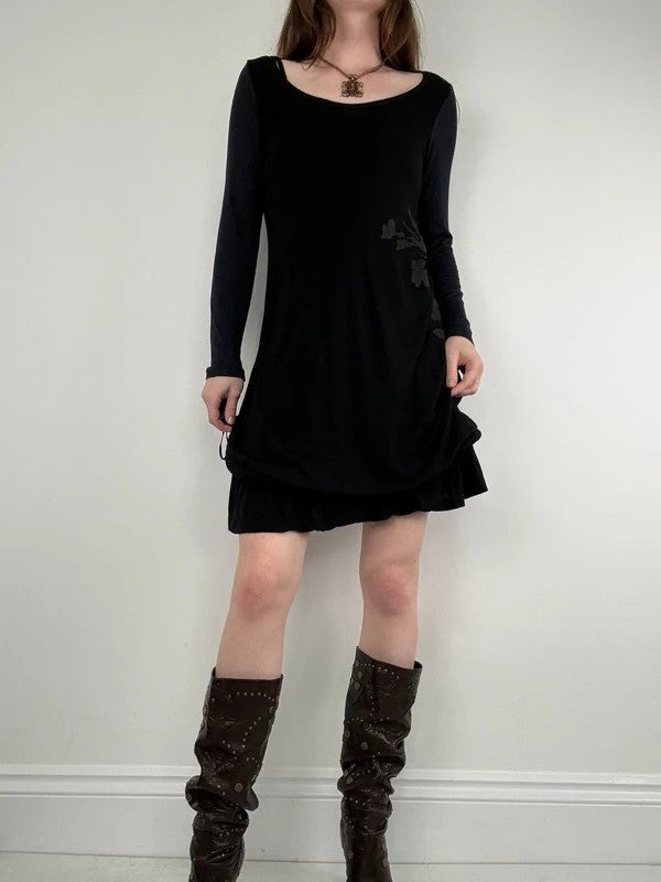 Cop Copine structured vintage black jersey midi dress