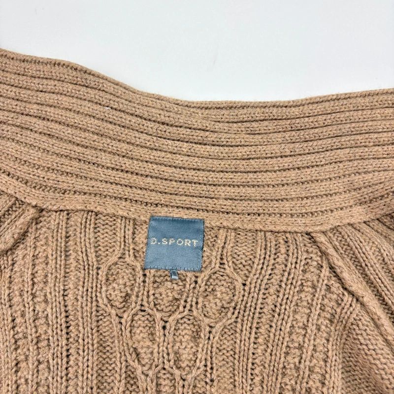 Tan Cable Knit Cape Cardigan