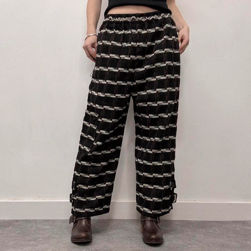 wide leg pinstripe trousers