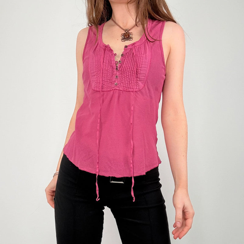 pink pleated flutter vest