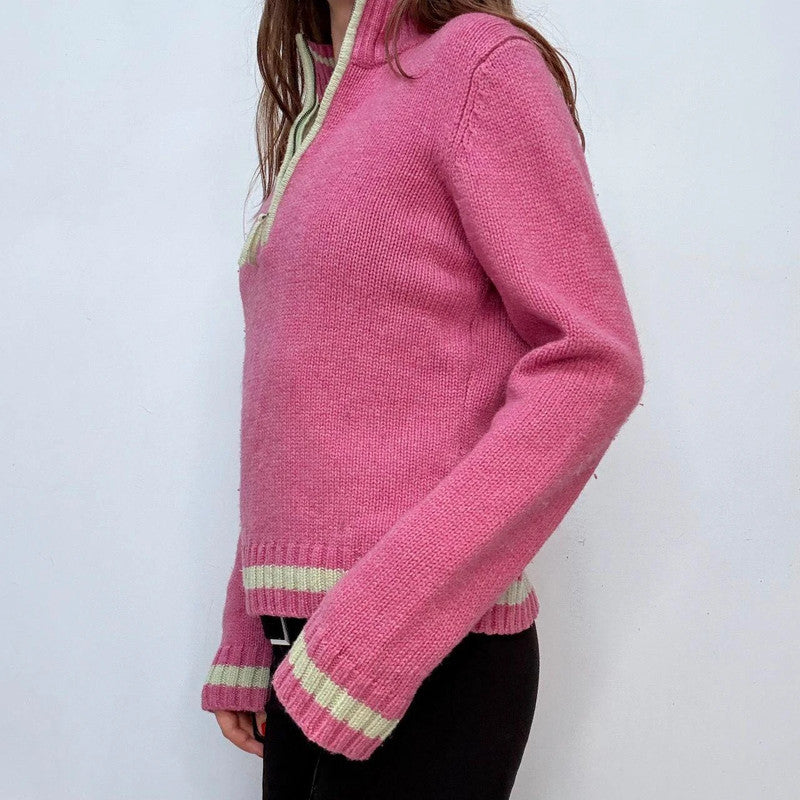 pink wool knitted preppy jumper