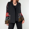 black ribbed patterned boho hippie cardigan