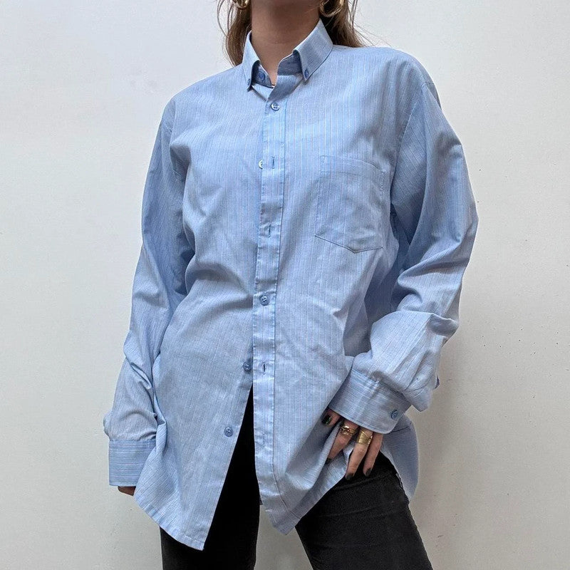 blue pinstripe shirt