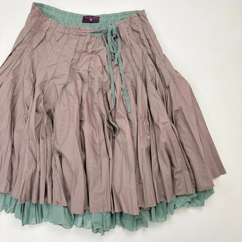 pleated flared cotton midi skirt