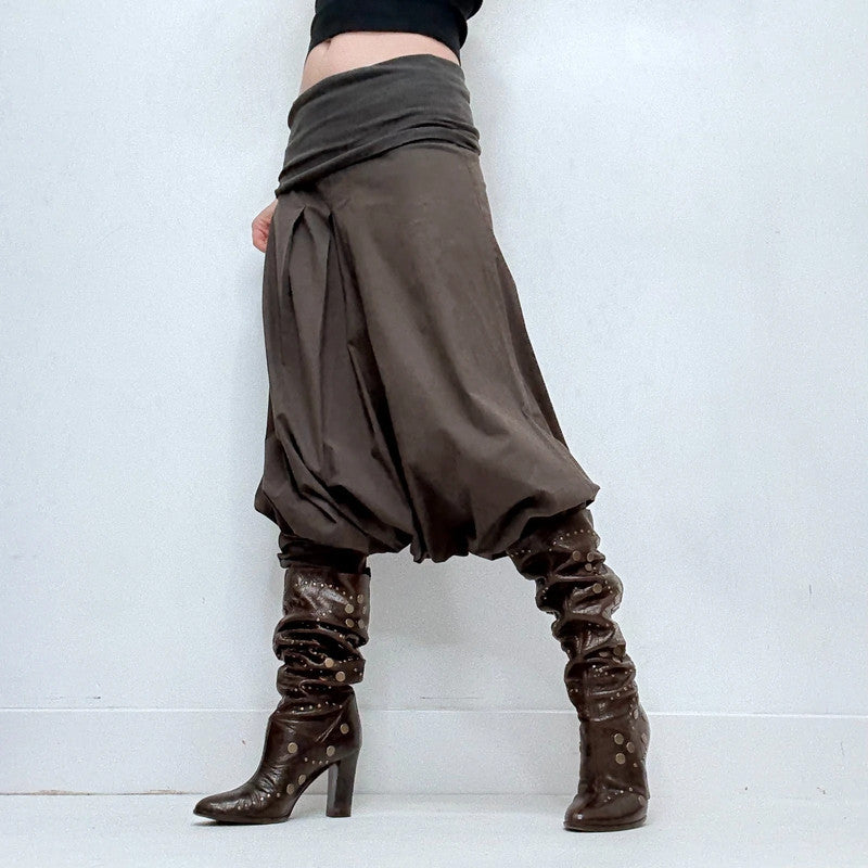 Cop Copine brown drop waist batwing slouchy trousers