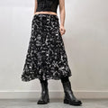graphic printed mesh skirt