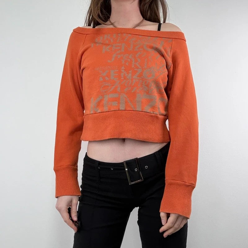 kenzo off the shoulder slouchy cropped sweater