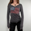 grey slouchy slash neck long sleeve t-shirt