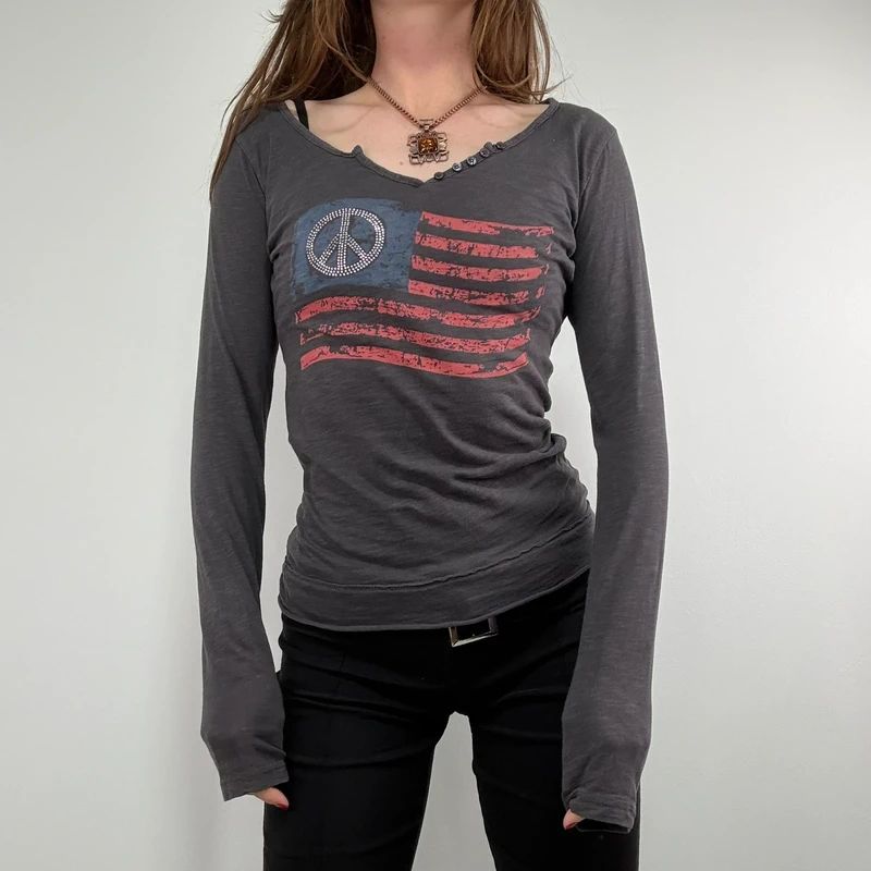 grey slouchy slash neck long sleeve t-shirt