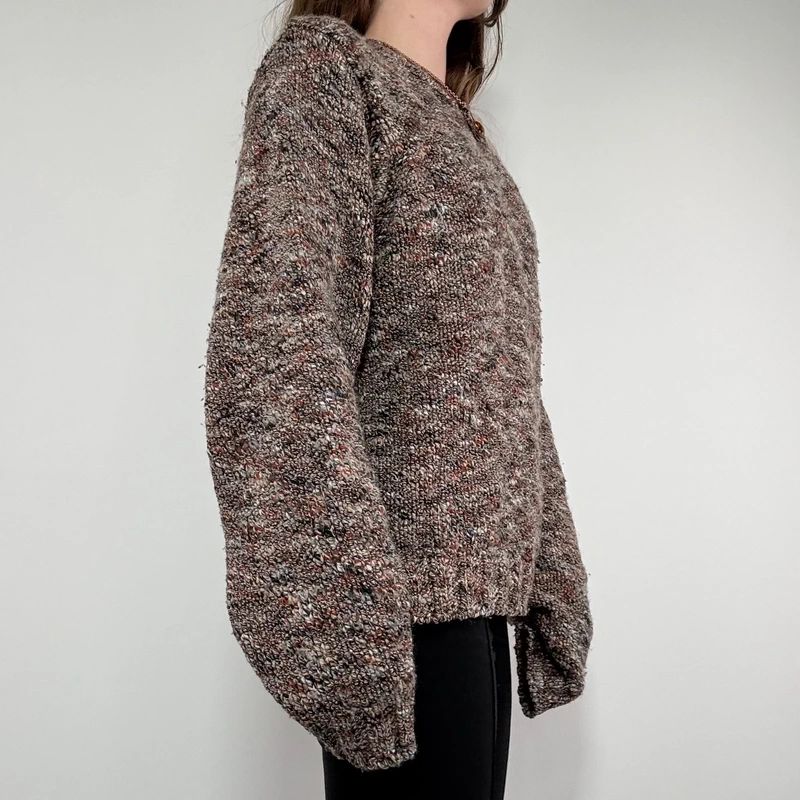 brown chunky knitted oversized jumper