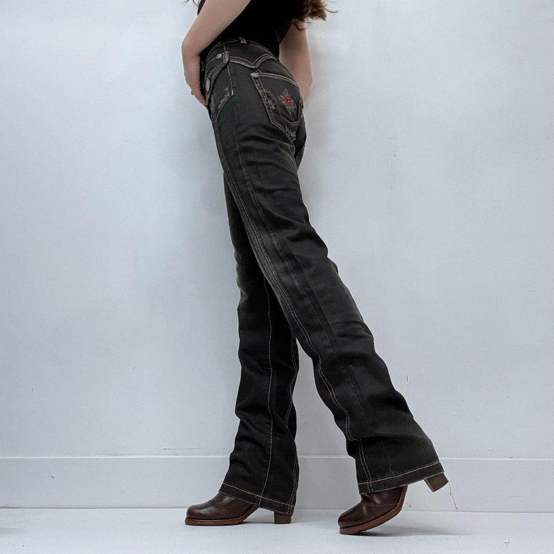 straight leg dark denim cargo jeans