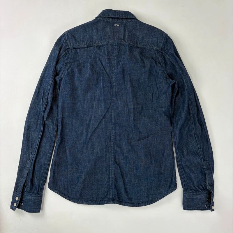 G-star raw dark denim gathered fitted shirt