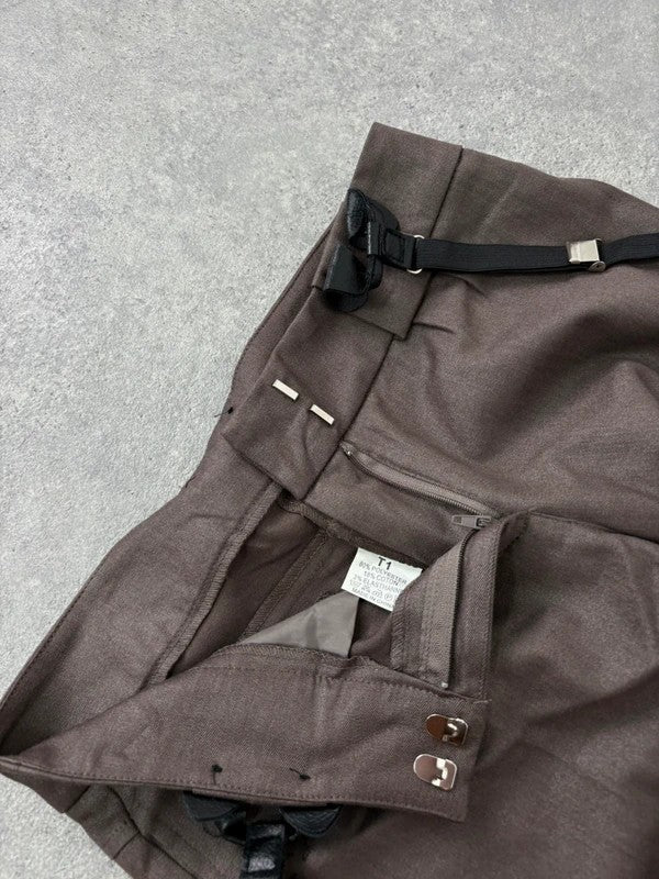 brown mini shorts with braces