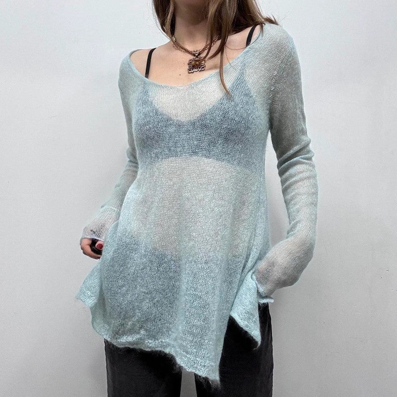 sheer knit mohair slouchy jumper