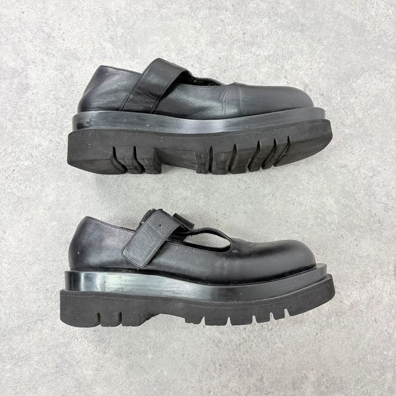 Black leather chunky Jeffrey Campbell Mary Jane loafers