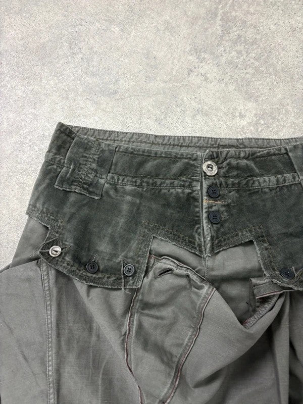 Marithé + François Girbaud adjustable button grey cargo skirt