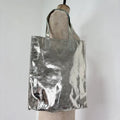 Silver metallic kenzo logo tote bag