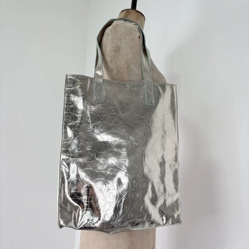 Silver metallic kenzo logo tote bag