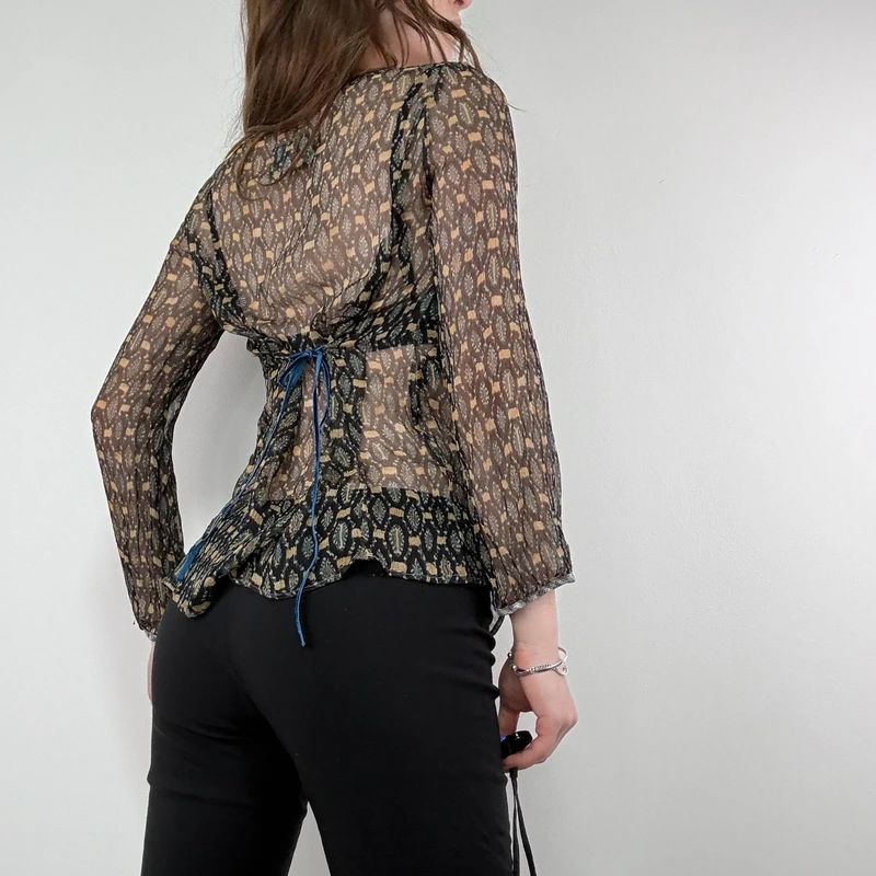 sheer polkadot silk blouse