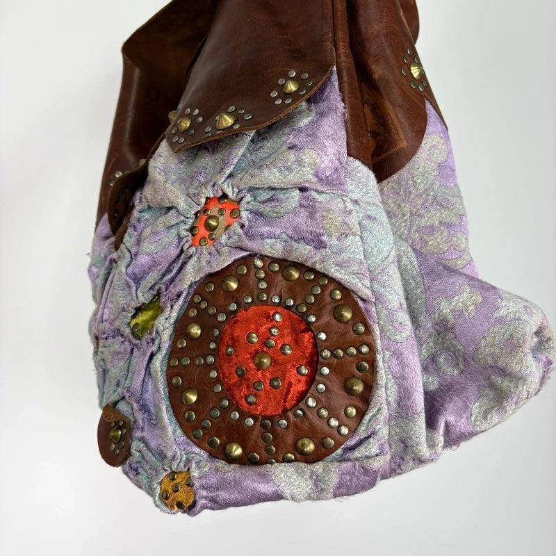 Boho patchwork studded hippy slouchy oversized bag