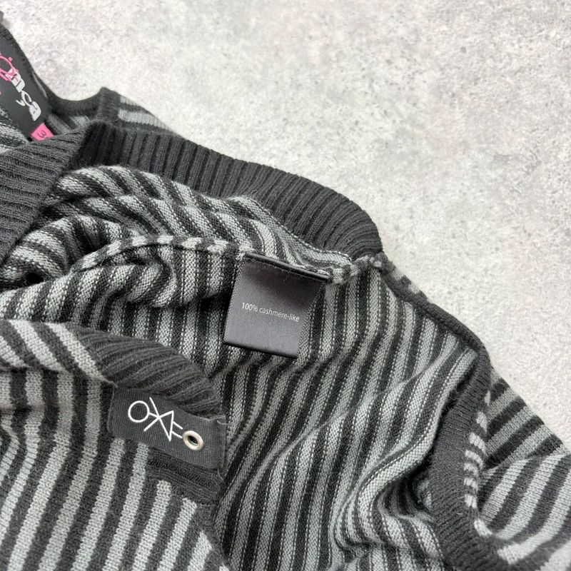 cropped pinstripe gathered engineered jumper