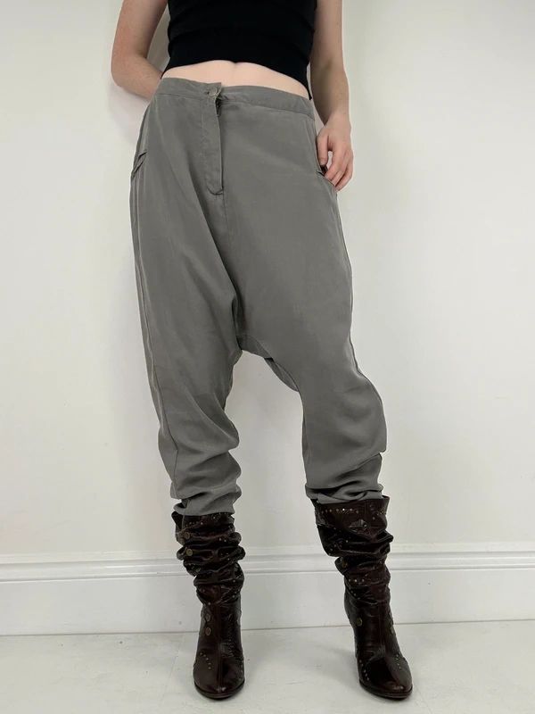 Silver slinky harem pants batwing trousers