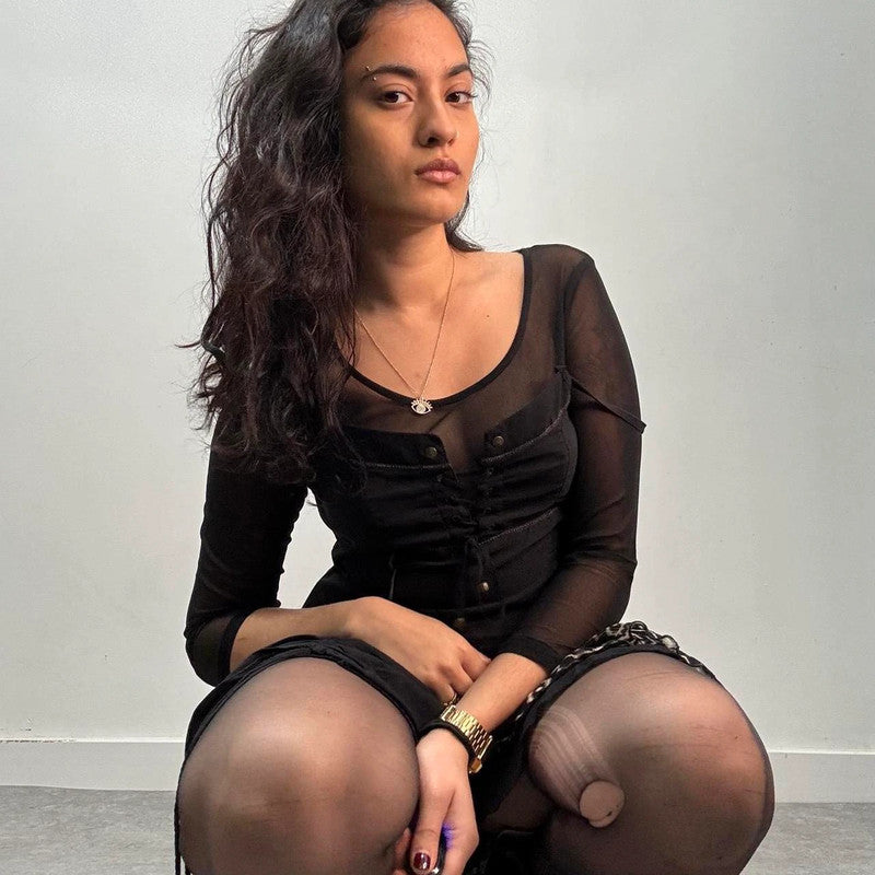 black grunge corset mini dress