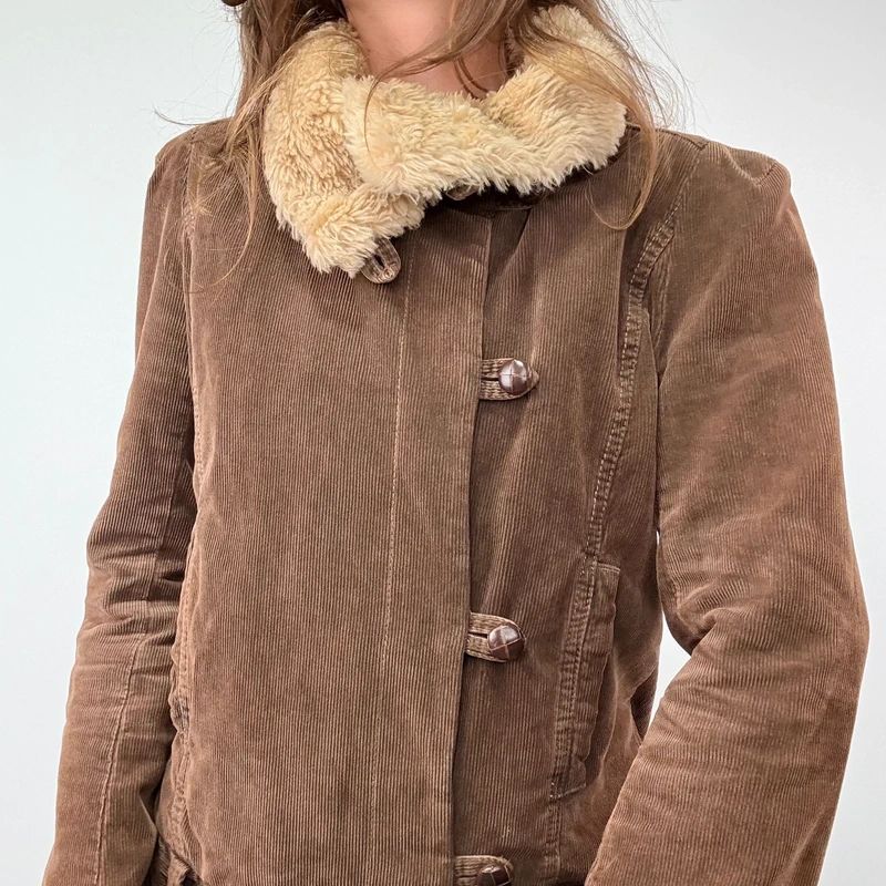 asymmetric brown cord jacket