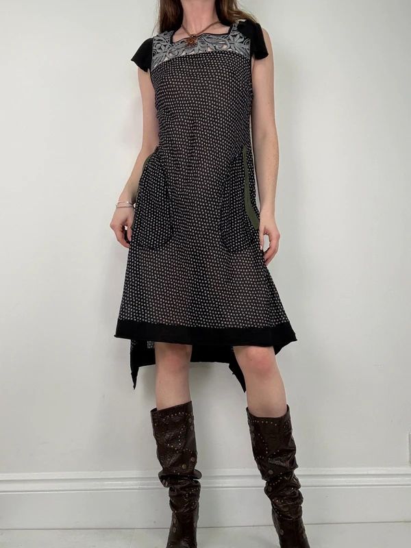 black polkadot Cop Copine midi dress