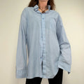 Baby blue pinstripe slouchy oversized skirt