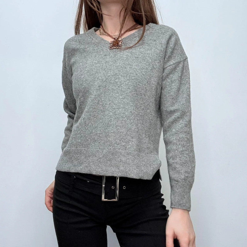 grey slouchy wool knitted jumper