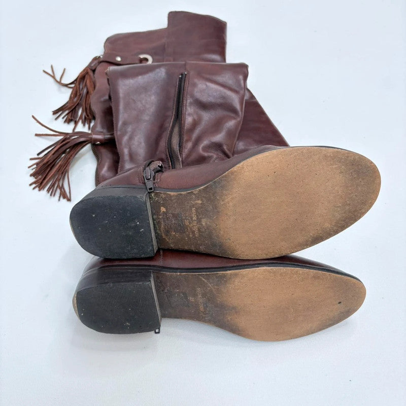 tan leather tassel western boots