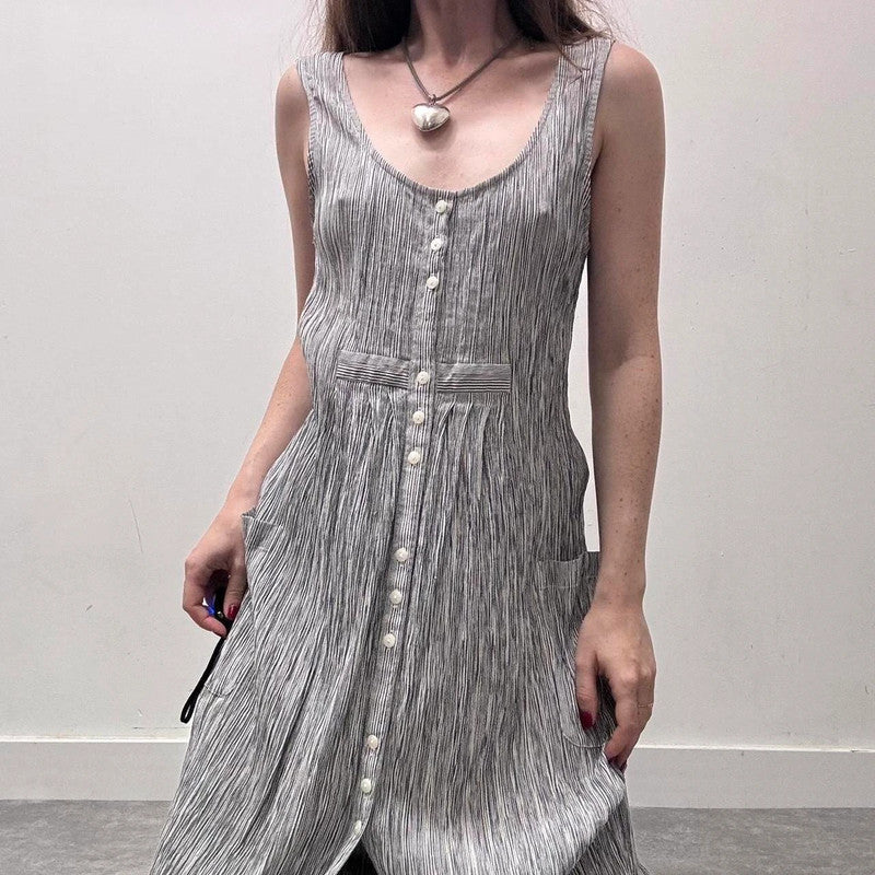crinkle pinstripe maxi dress