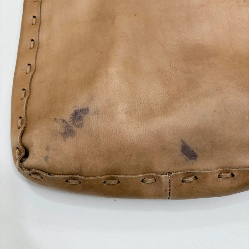tan leather woven tote bag