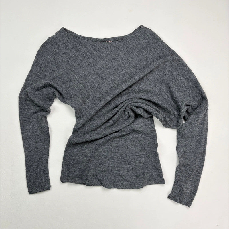 asymmetric grey batwing jumper
