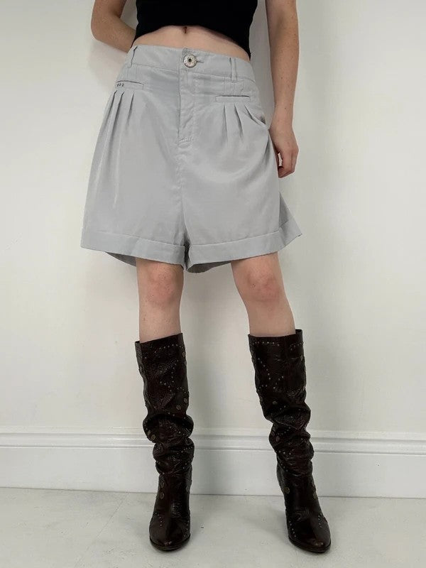Cop Copine baby blue pleated cargo shorts