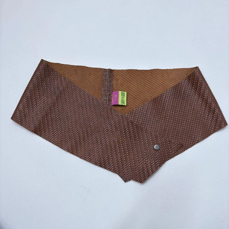 brown woven leather save the queen belt