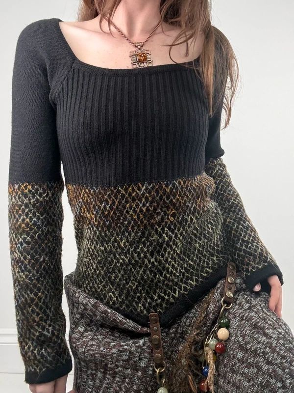 Save the Queen drop waist knitted tassel beaded dress