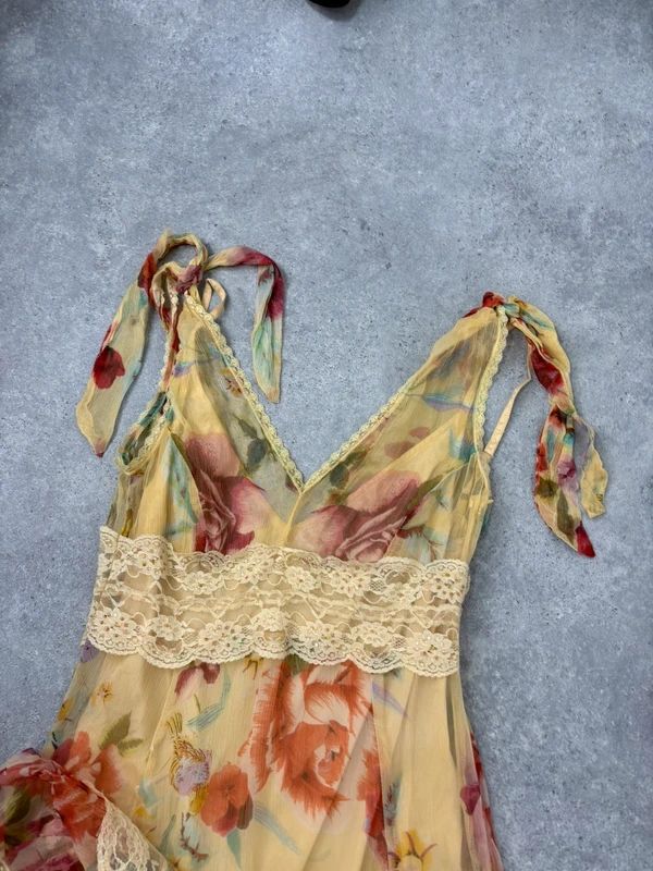 Butter yellow summer dress layered floral watercolour
