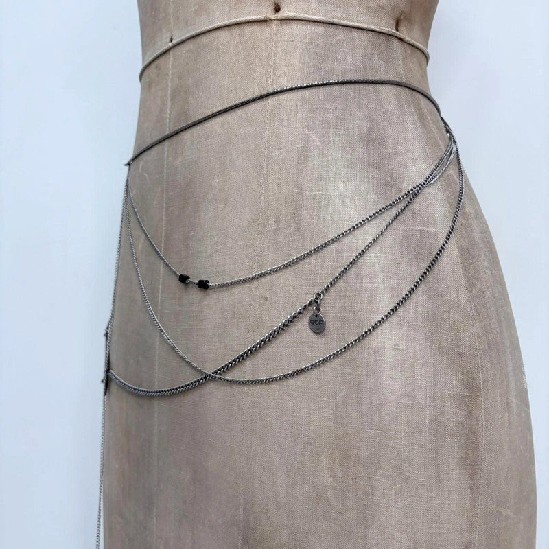 draped silver cop copine waist chain belt
