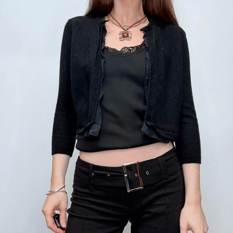 black cropped wool cardigan