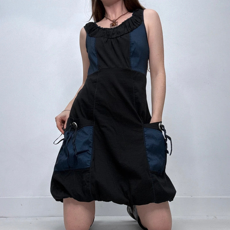 structured puff navy and black