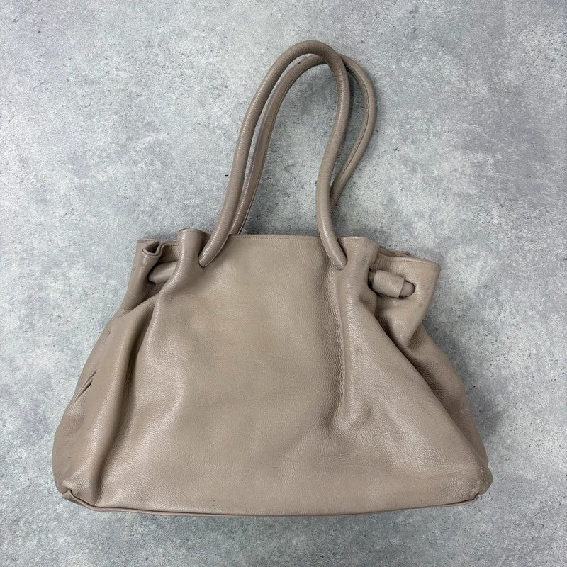 Beige vintage leather chunky handbag