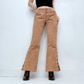 tan suede leather flared 70s trousers
