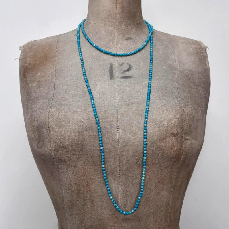 long wrap turquoise gem necklace