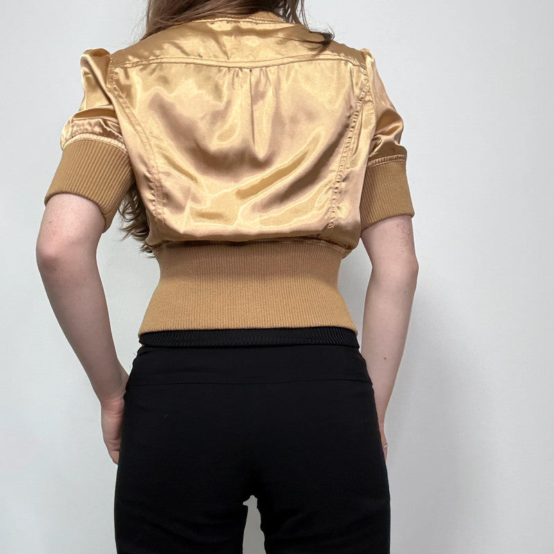 cropped fitted ribbed waistband jacket