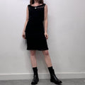 sheer ruffle black silk dress