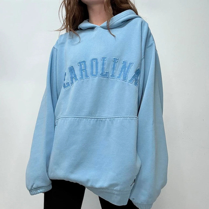 oversized baby blue varsity hoodie
