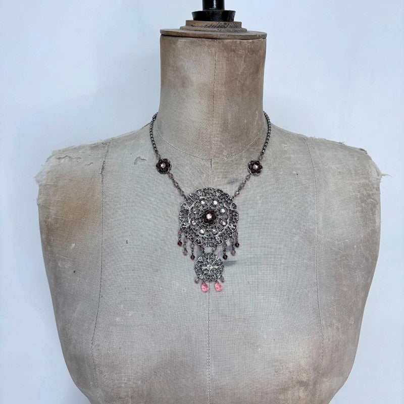 boho draped fairy silver necklace