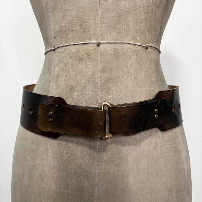 brown leather double link belt